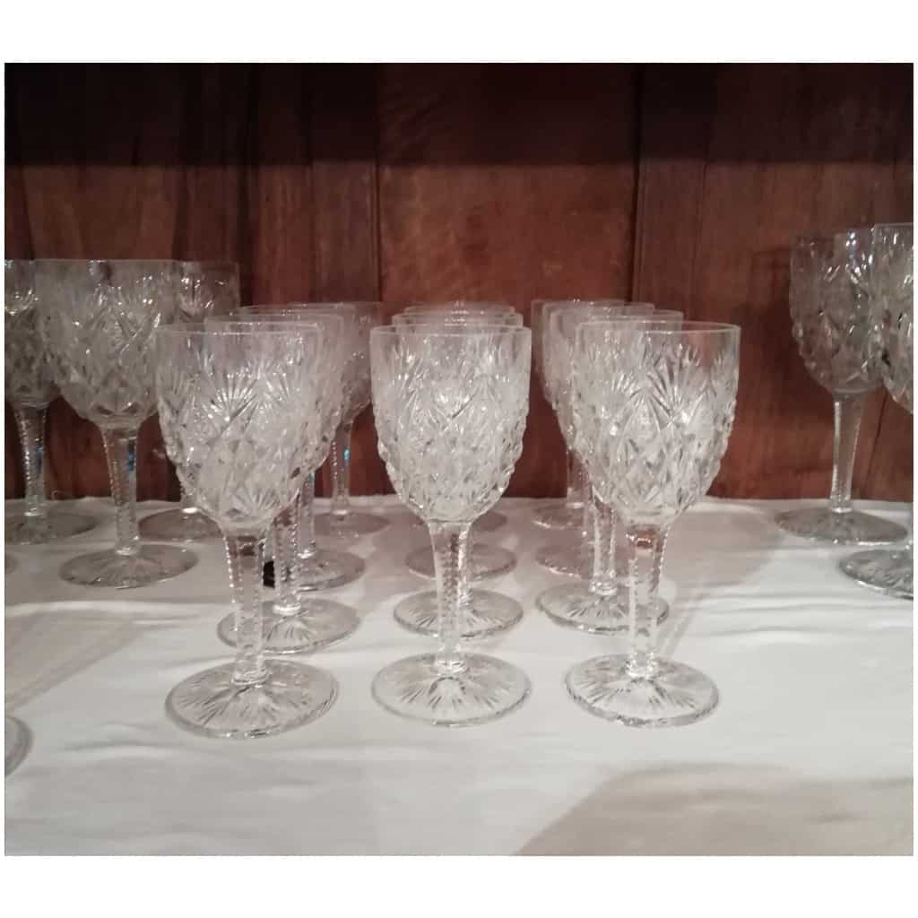 SERVICE DE VERRES 50 pièces EN CRISTAL SAINT LOUIS MODÈLE FLORENCE y compris son aiguière et sa carafe 9