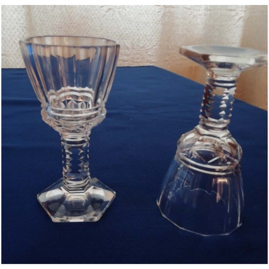 COUPES À CHAMPAGNE ET VERRES en cristal fort DANS LE GOÛT DE GEORGES CHEVALIER 7