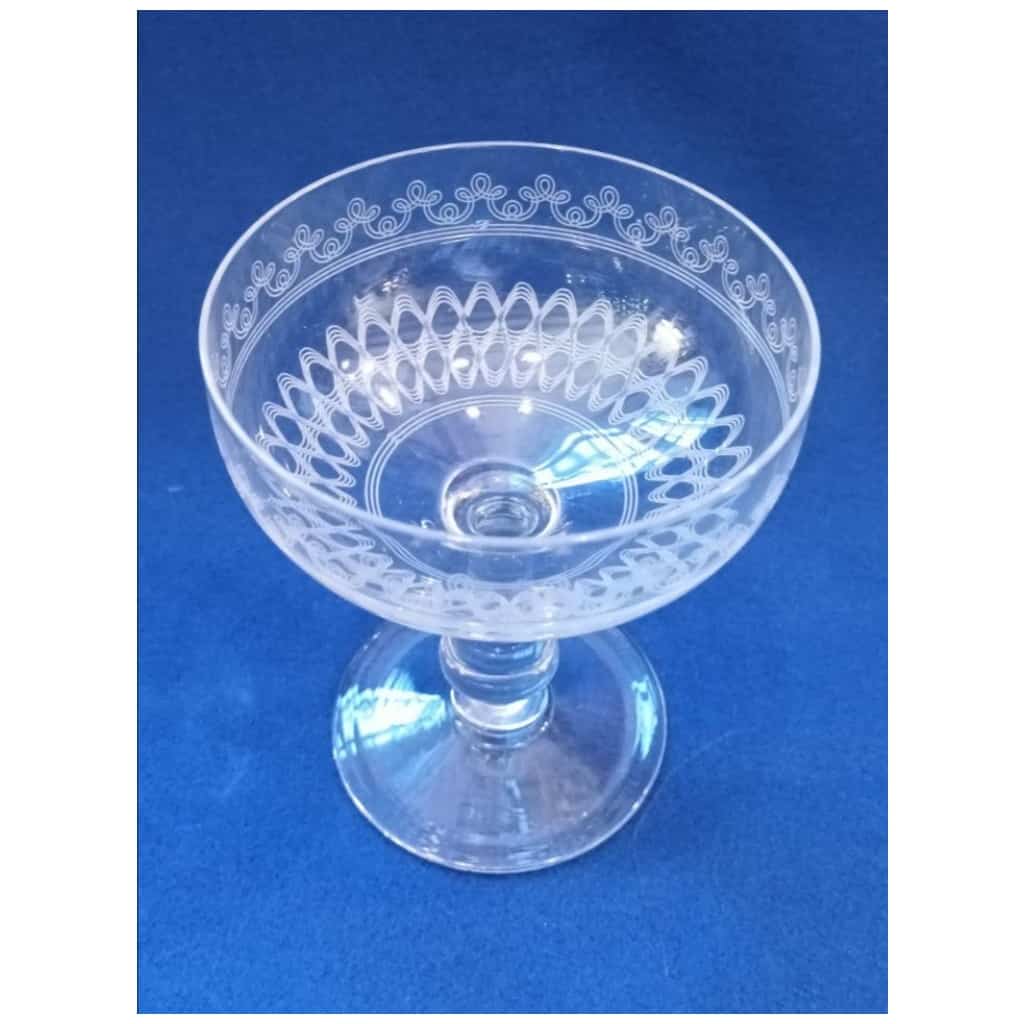 10 ENGRAVED OLD CRYSTAL WATER GLASSES 4