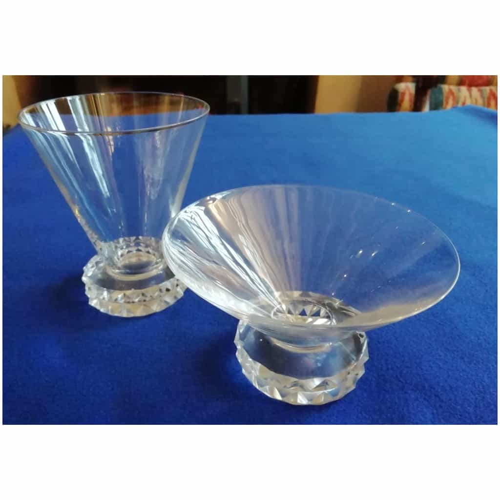 CRYSTAL WATER GLASSES AND CHAMPAGNE CUPS Saint louis diamond model 3