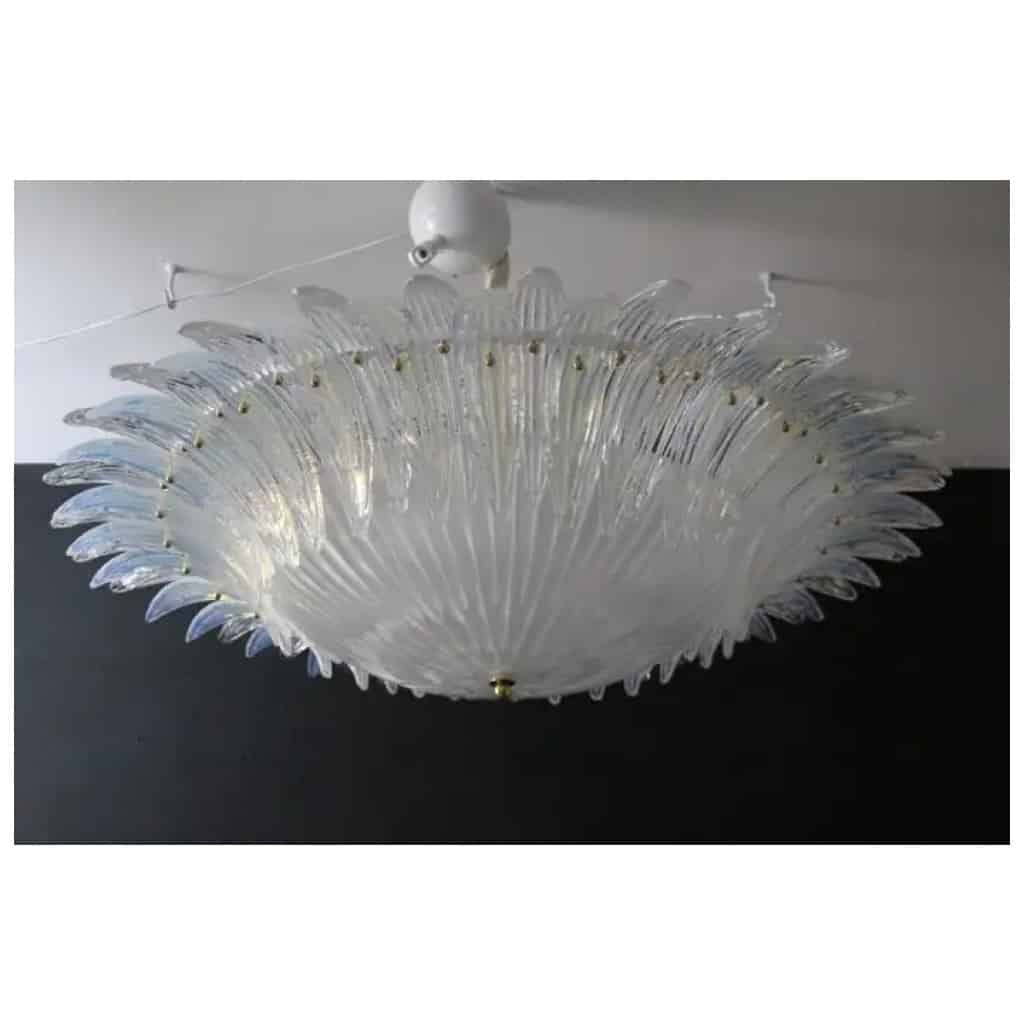 Barovier style ceiling light in white and iridescent Murano glass 13