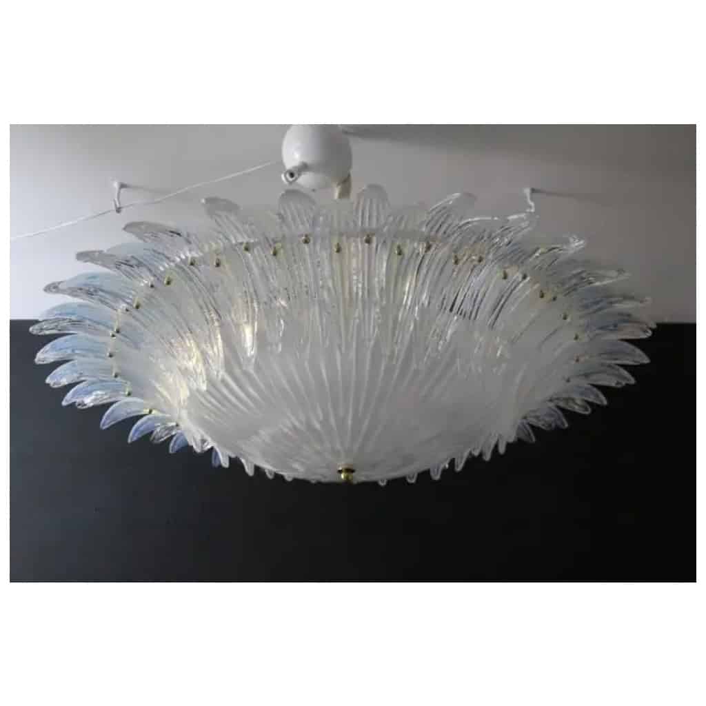 Plafonnier de style Barovier en verre de Murano blanc et irisé 13