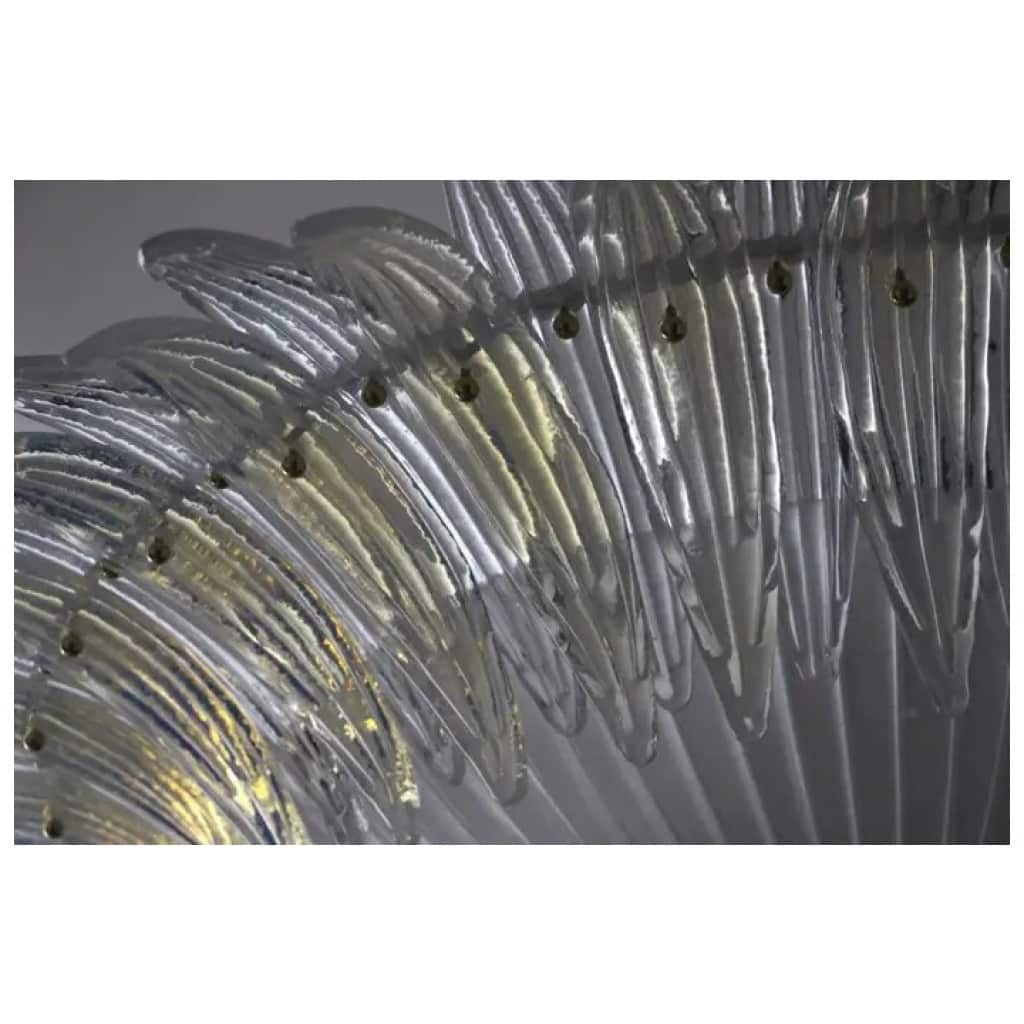 Barovier style ceiling light in white and iridescent Murano glass 16