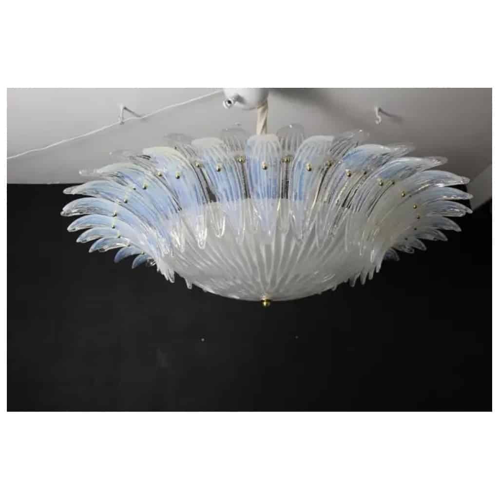Barovier style ceiling light in white and iridescent Murano glass 17