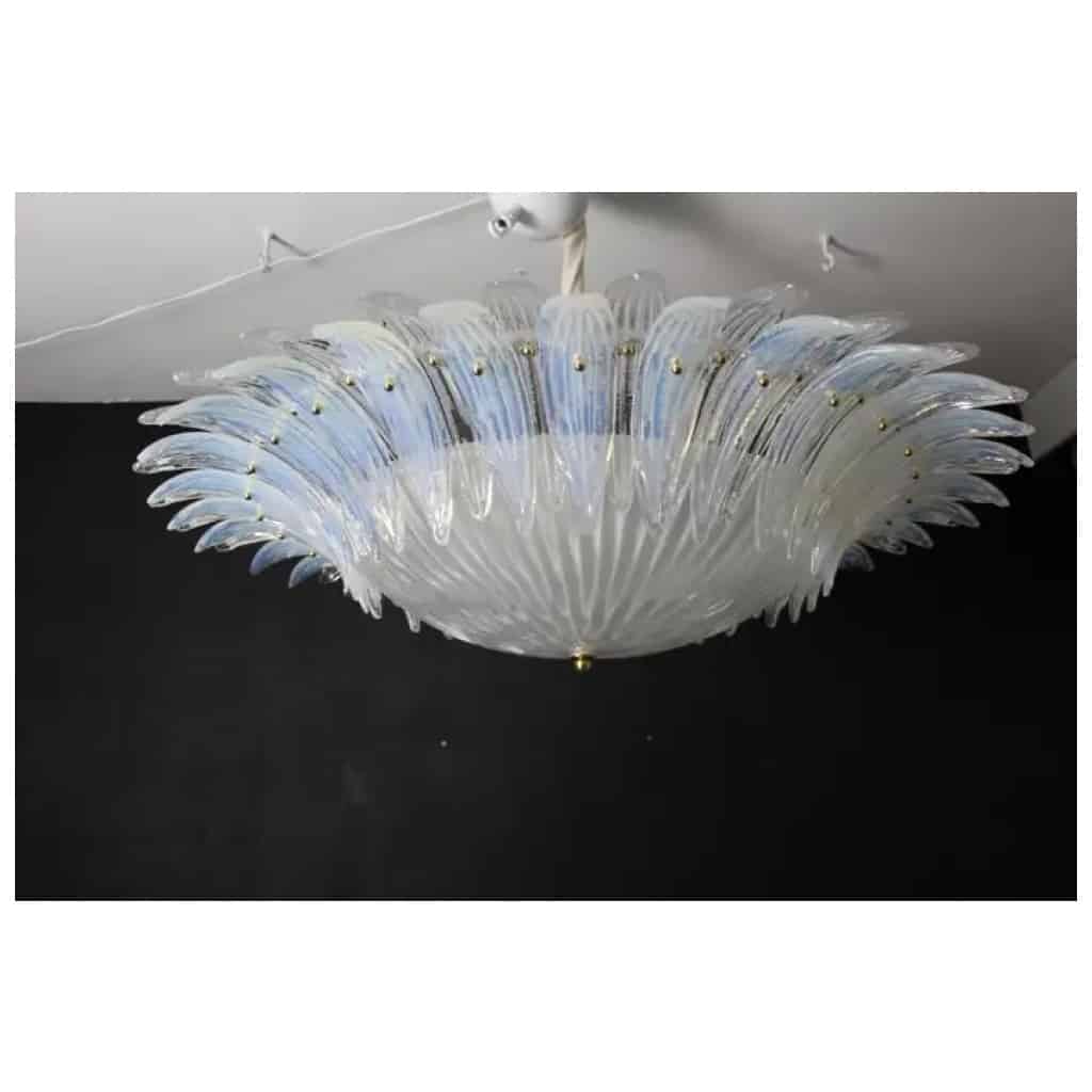 Plafonnier de style Barovier en verre de Murano blanc et irisé 17