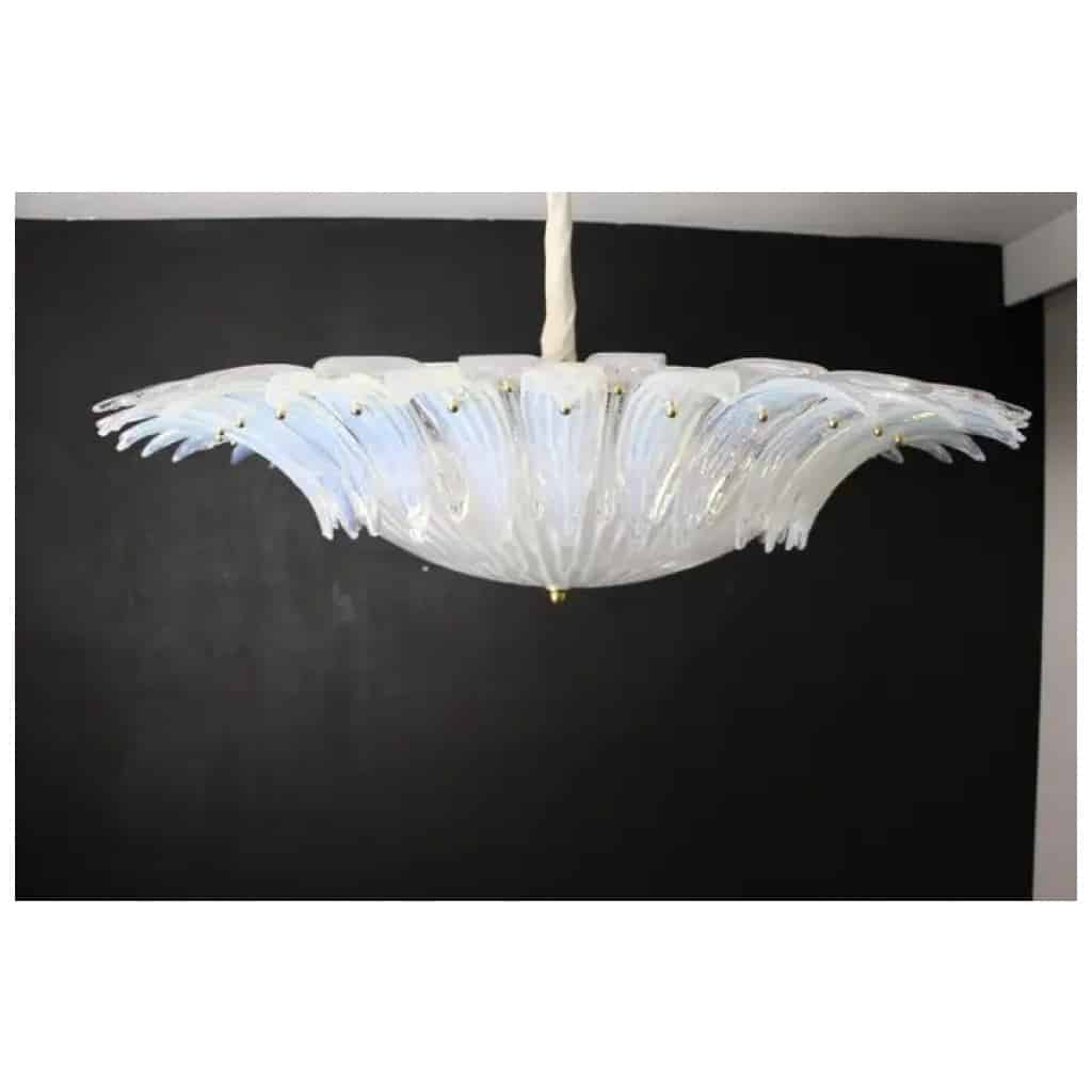 Barovier style ceiling light in white and iridescent Murano glass 18