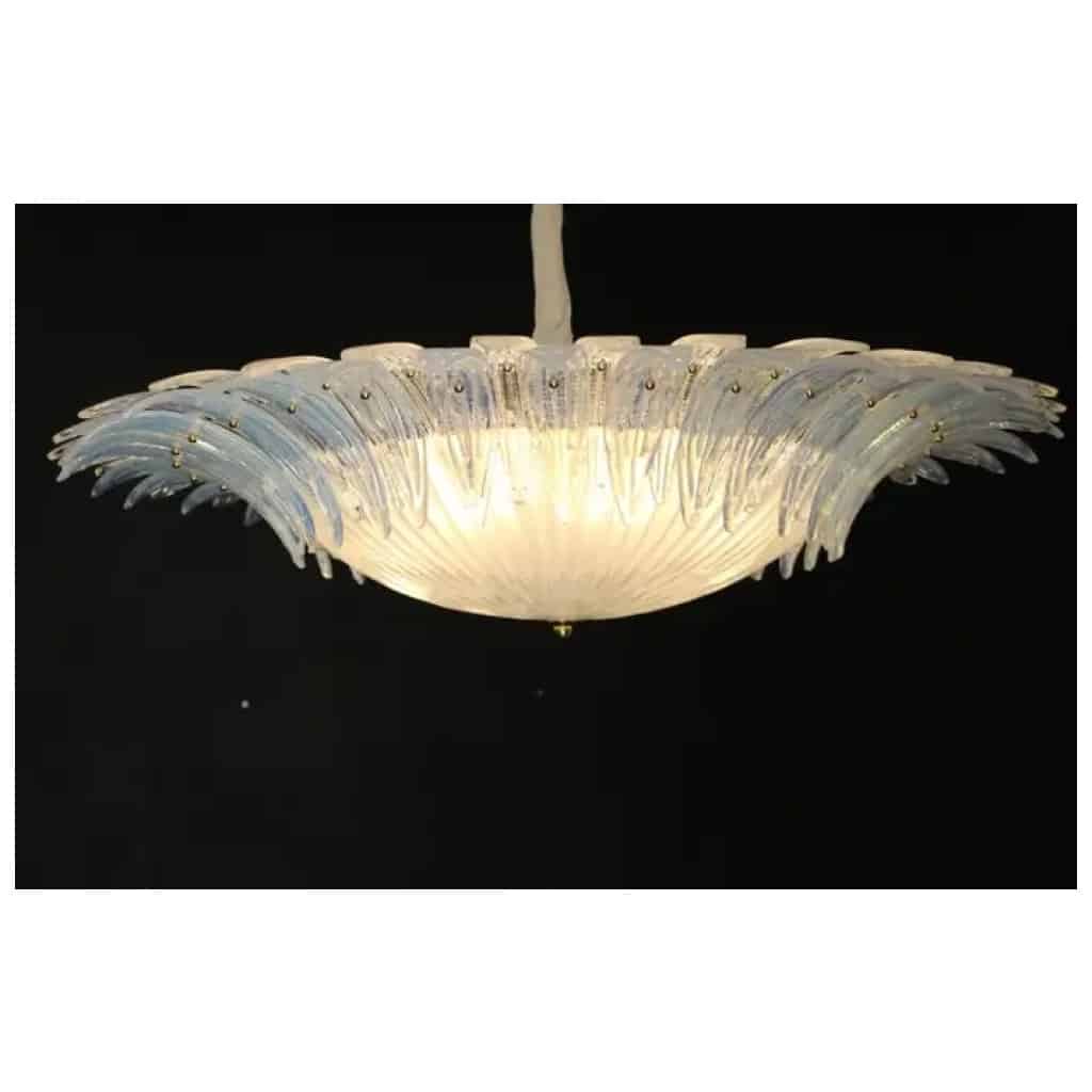 Plafonnier de style Barovier en verre de Murano blanc et irisé 4