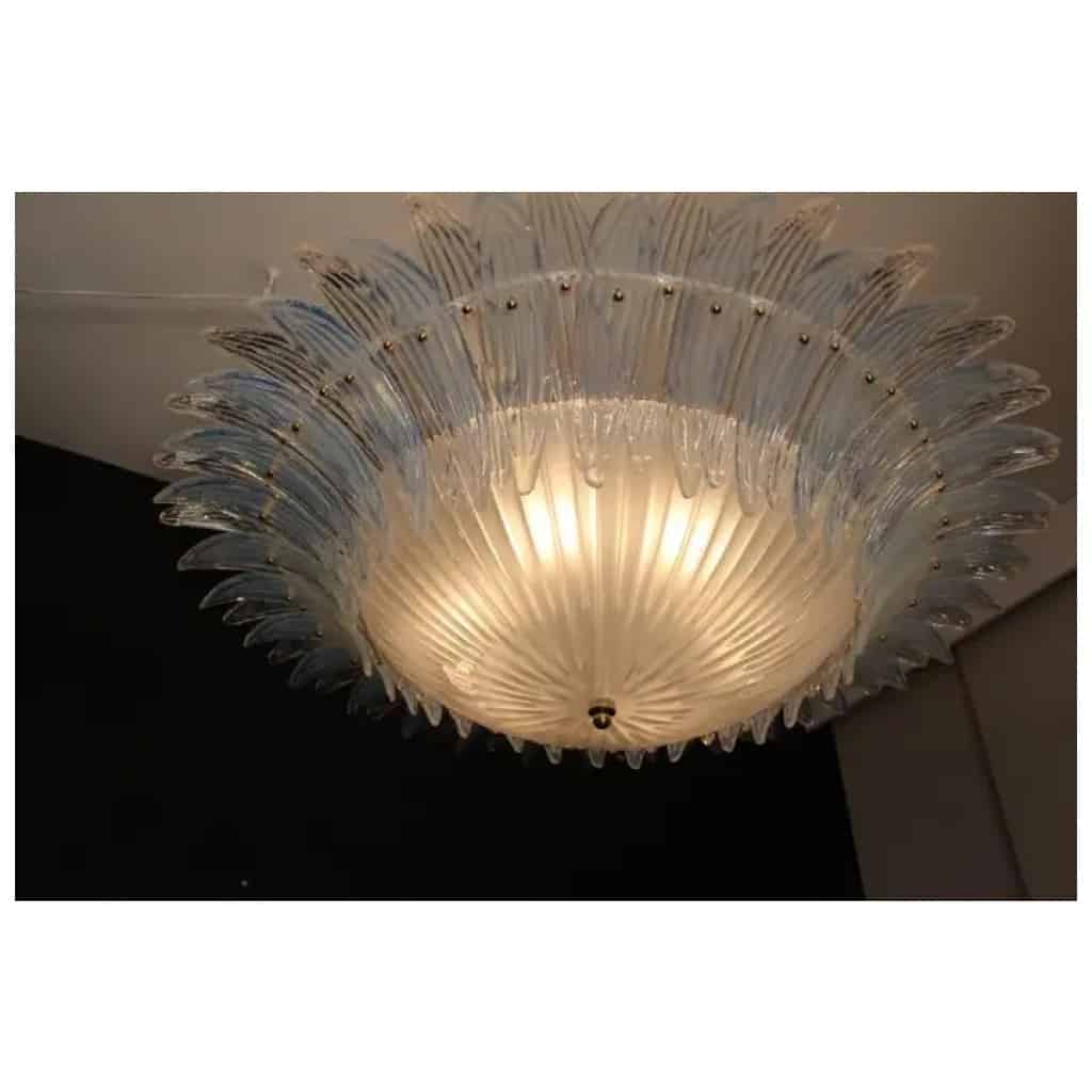 Plafonnier de style Barovier en verre de Murano blanc et irisé 5