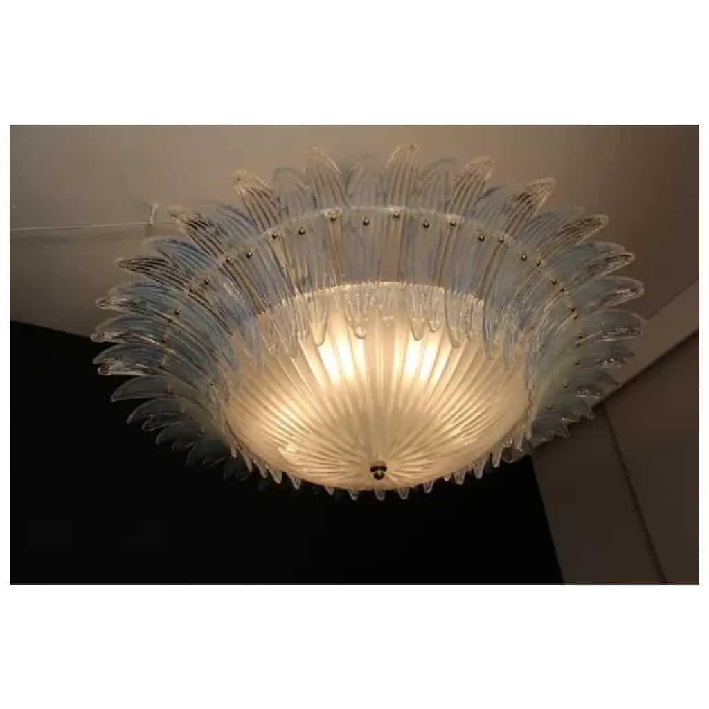 Plafonnier de style Barovier en verre de Murano blanc et irisé 6