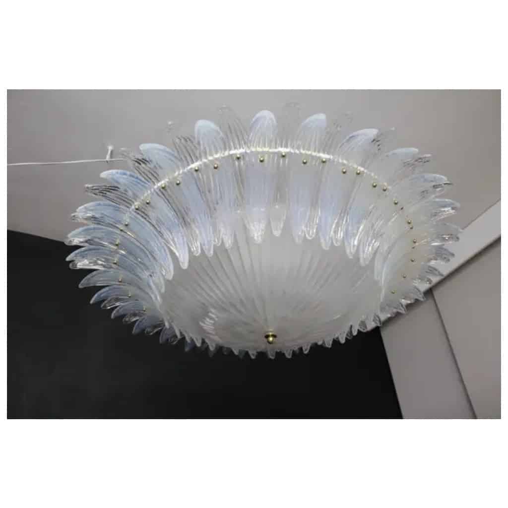 Plafonnier de style Barovier en verre de Murano blanc et irisé 7