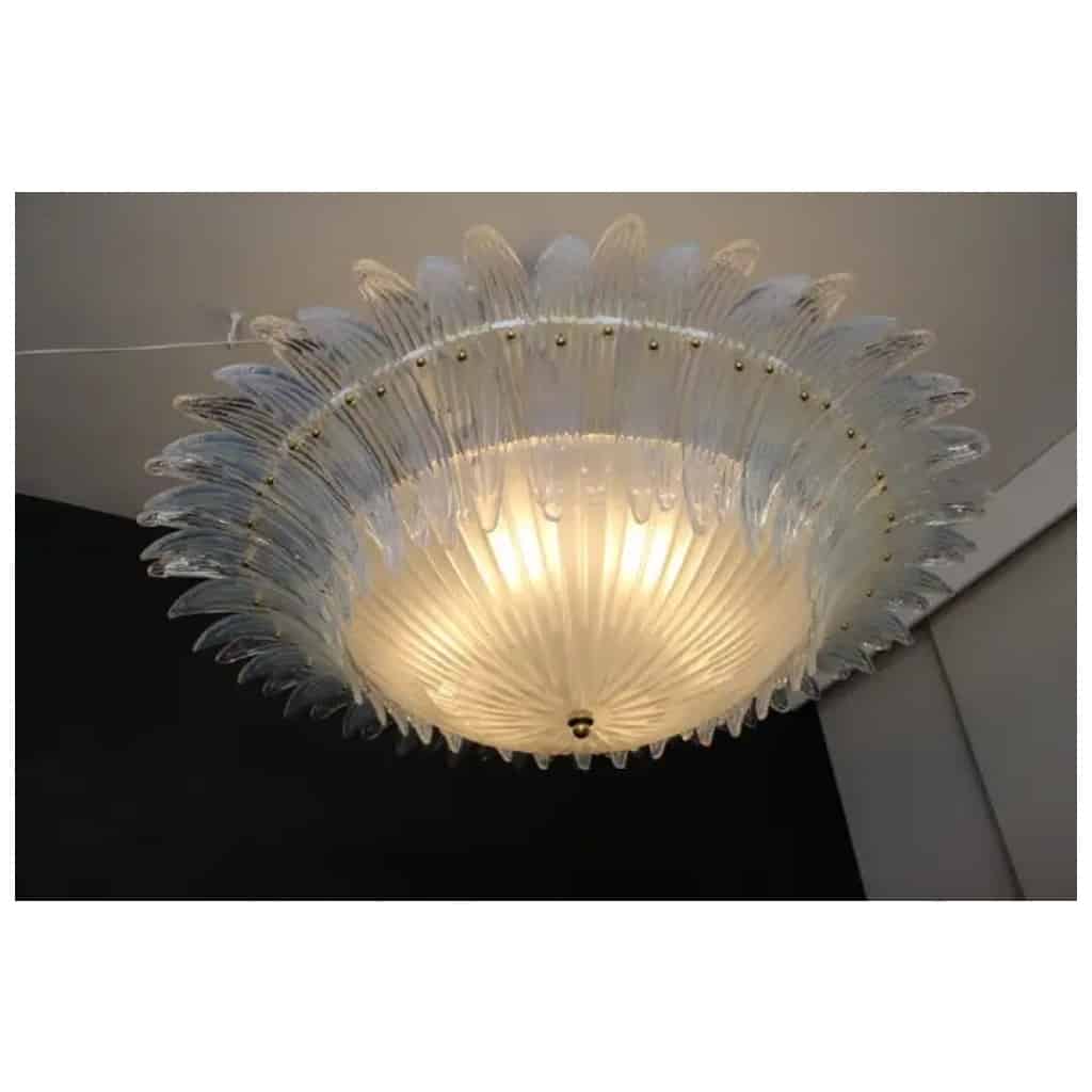 Barovier style ceiling light in white and iridescent Murano glass 12