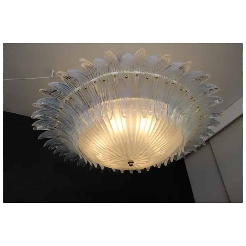 Plafonnier de style Barovier en verre de Murano blanc et irisé 12