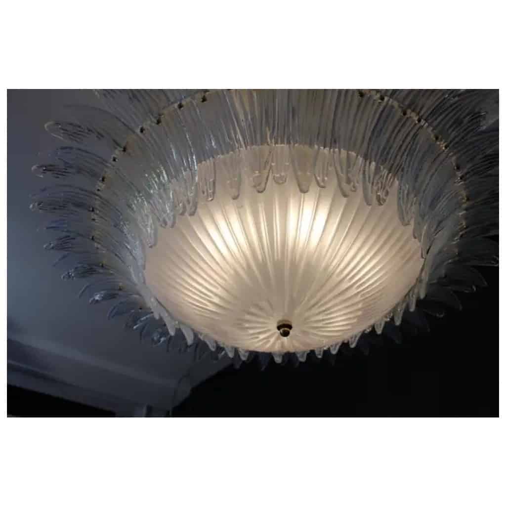 Plafonnier de style Barovier en verre de Murano blanc et irisé 11