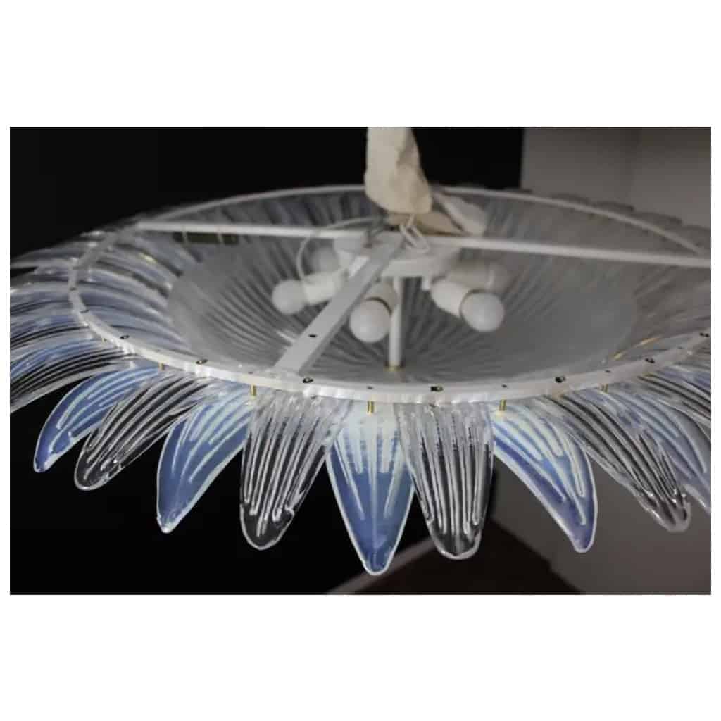 Plafonnier de style Barovier en verre de Murano blanc et irisé 9