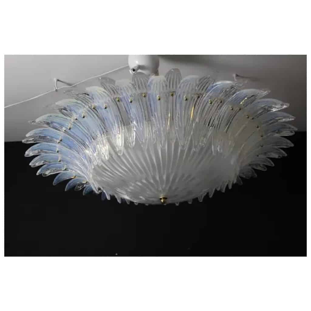 Barovier style ceiling light in white and iridescent Murano glass 8