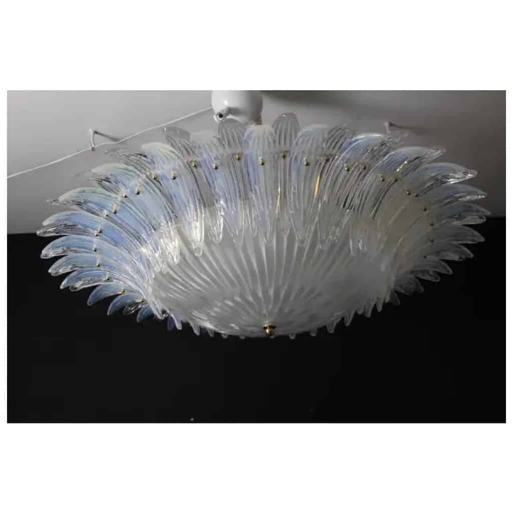 Plafonnier de style Barovier en verre de Murano blanc et irisé 8