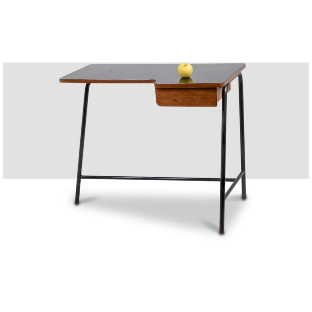 Jacques Hitier for MBO, Desk in oak and black metal, year 1951 3