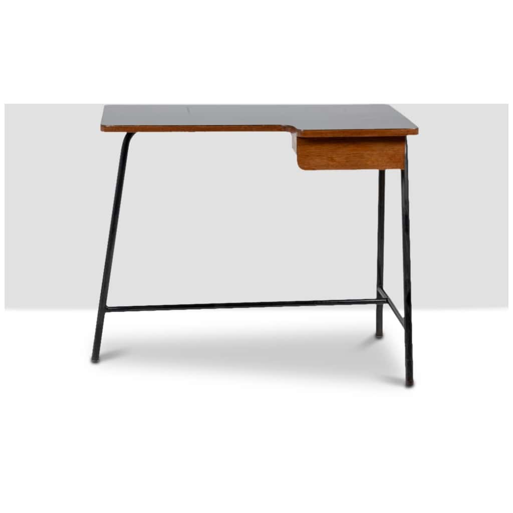 Jacques Hitier for MBO, Desk in oak and black metal, year 1951 5