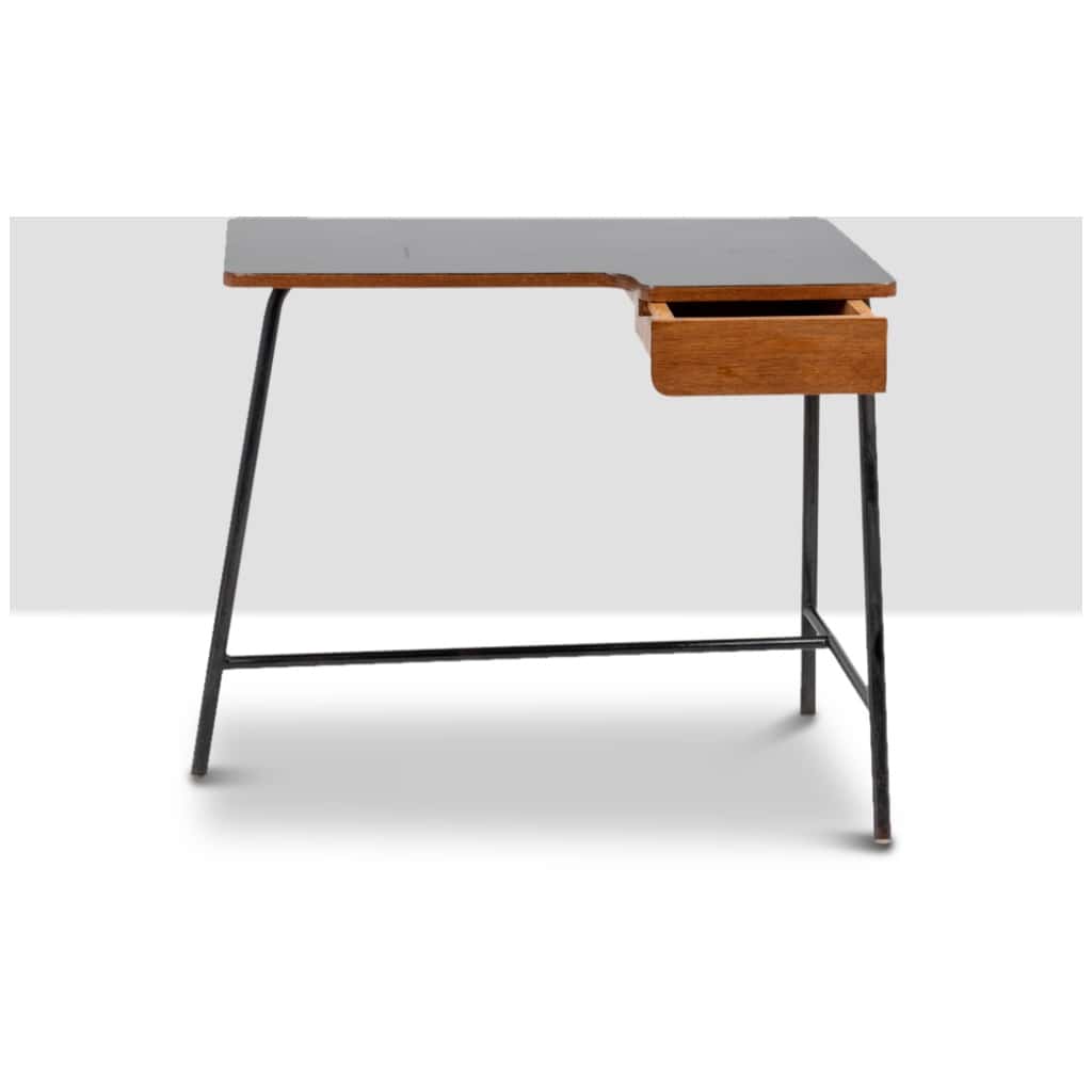 Jacques Hitier for MBO, Desk in oak and black metal, year 1951 6