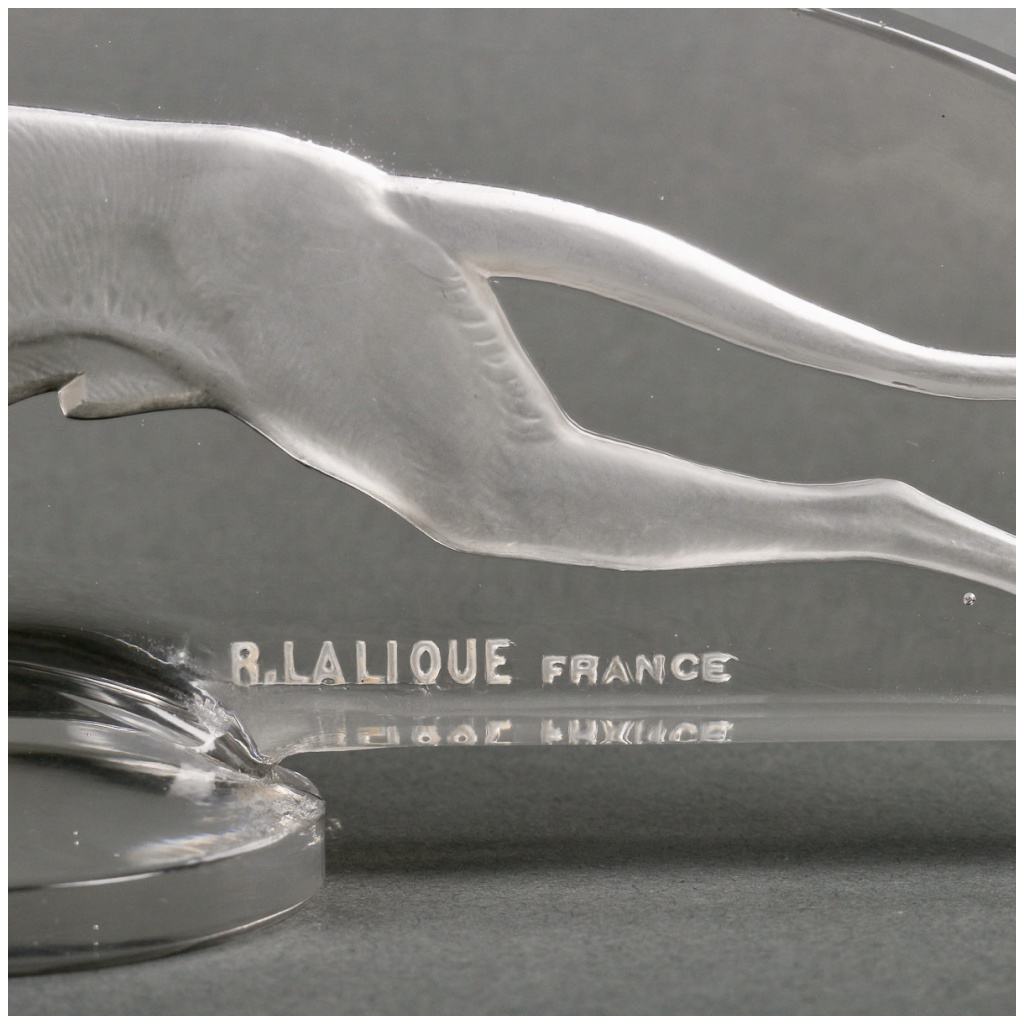 1928 René Lalique – White Glass Greyhound Automobile Mascot 8