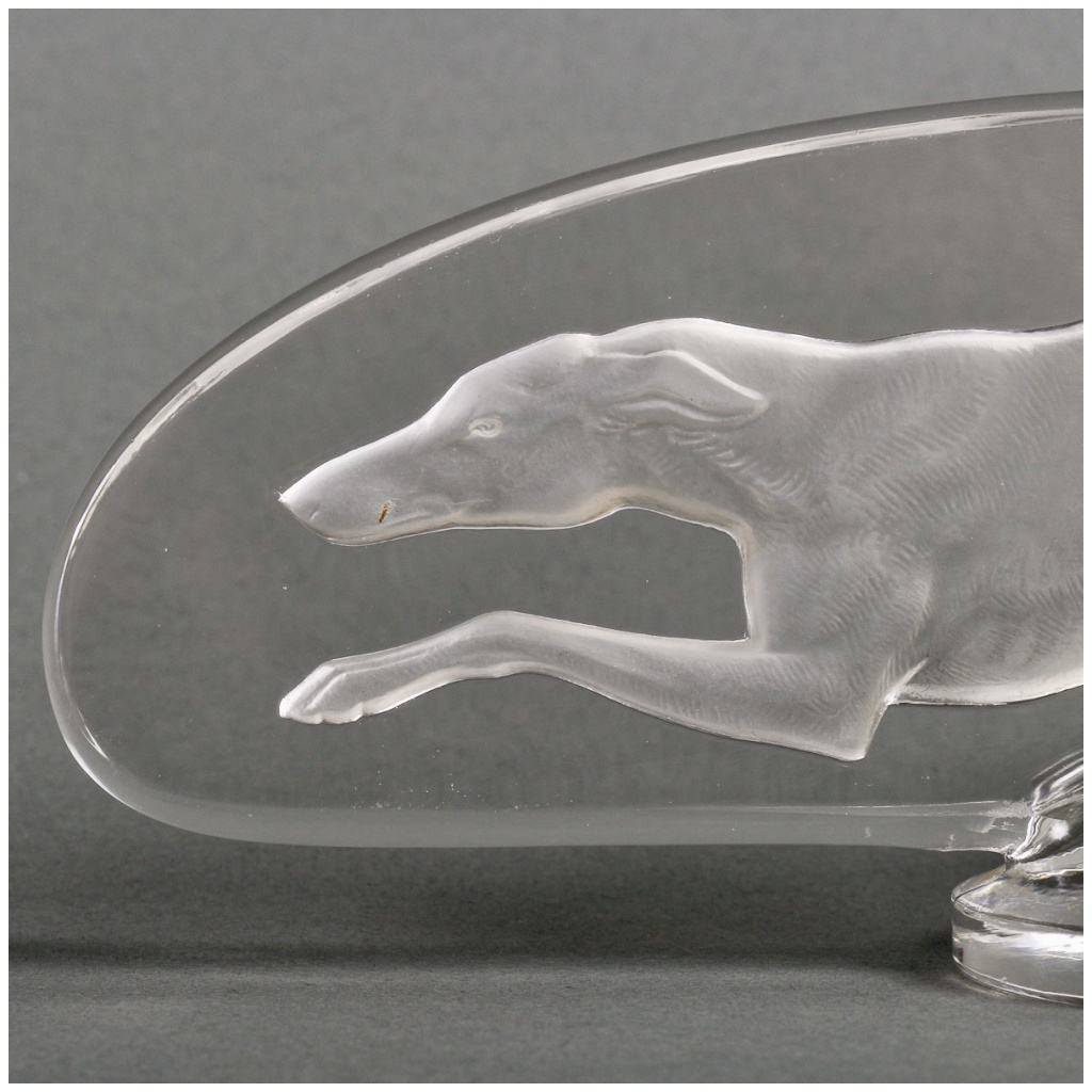 1928 René Lalique – Mascotte Automobile Lévrier Verre Blanc 6