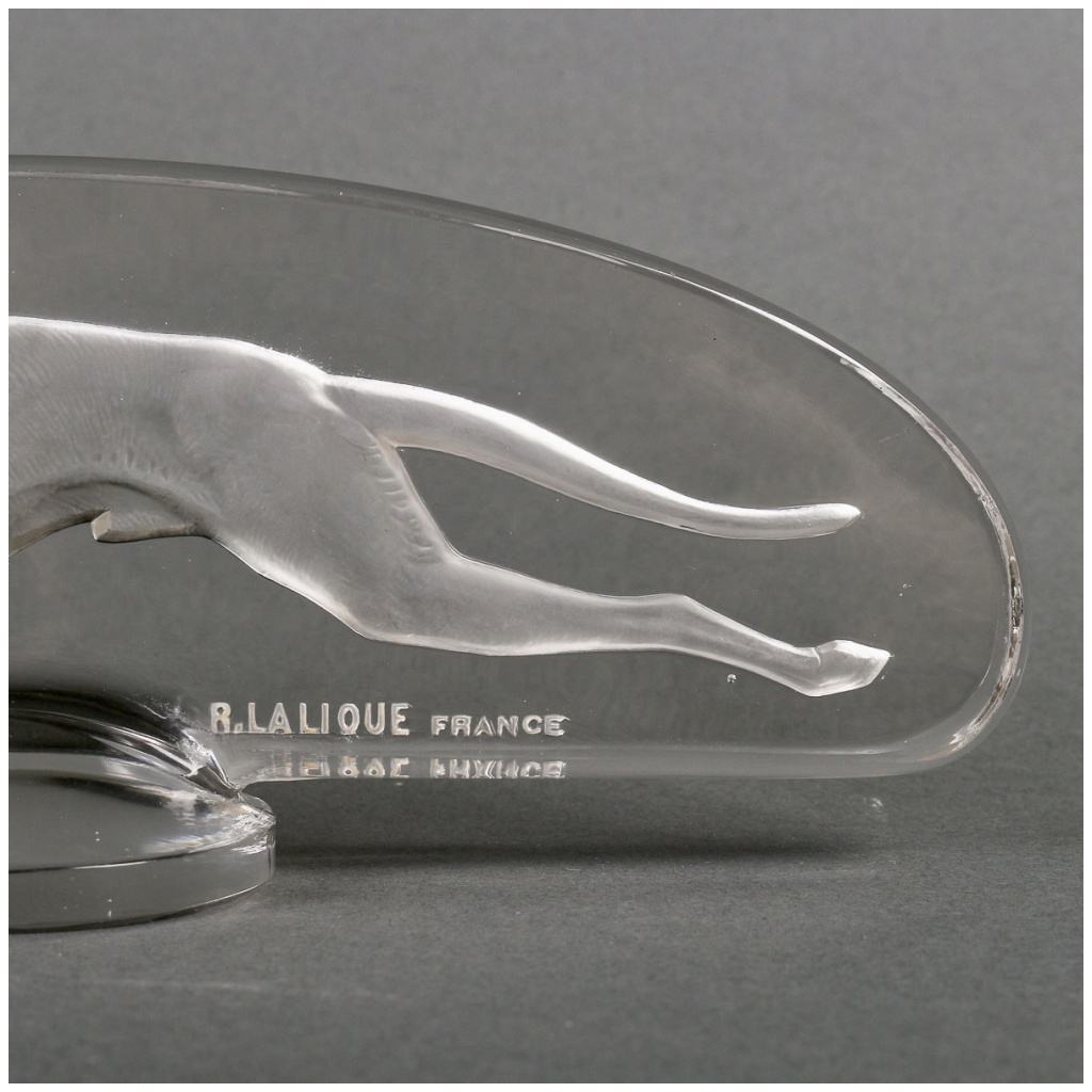1928 René Lalique – Mascotte Automobile Lévrier Verre Blanc 7