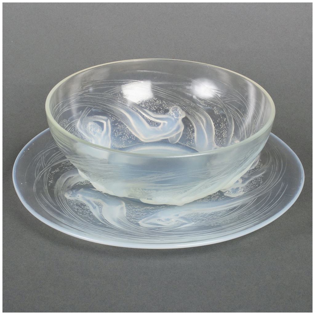 1921 René Lalique – Assiette Plat & Coupe Ondines Verre Opalescent 4