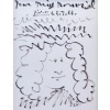 Picasso Pablo Autoportrait Dessin Feutre Signé Dédicacé à Miss Nombril daté 5.8.66 Certificat 10
