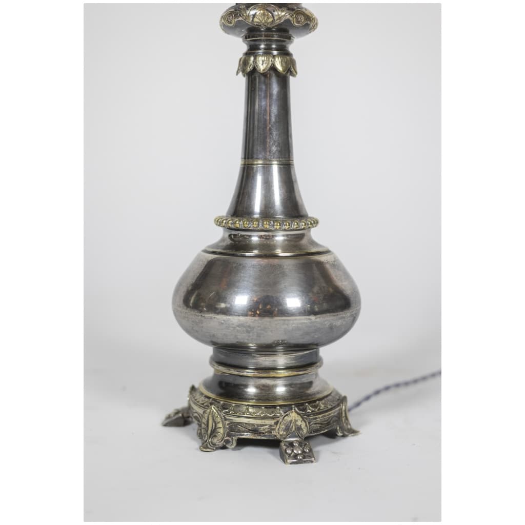 Pairs of lamps in metal and silvered bronze. Circa 1880 5