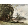 TROUILLEBERT Tableau Français 19è Barbizon Pêcheur En Barque Huile Signée Catalogue Raisonné 27