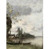 TROUILLEBERT Tableau Français 19è Barbizon Pêcheur En Barque Huile Signée Catalogue Raisonné 28