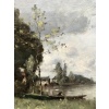 TROUILLEBERT Tableau Français 19è Barbizon Pêcheur En Barque Huile Signée Catalogue Raisonné 23