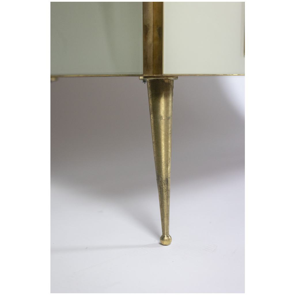 Geometric sideboard in glass and gilded brass. Contemporary Italian work. 10