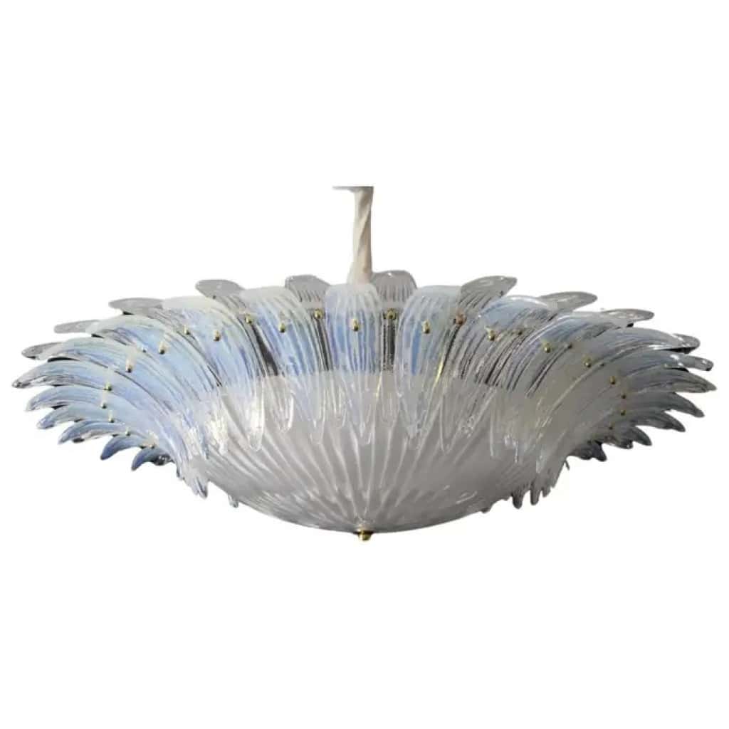 Barovier style ceiling light in white and iridescent Murano glass 3