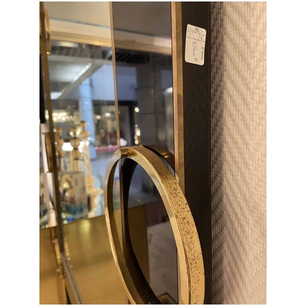 Italian mirror from the 70s in tinted glass and brass 5