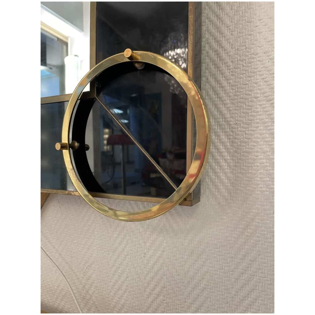 Italian mirror from the 70s in tinted glass and brass 4