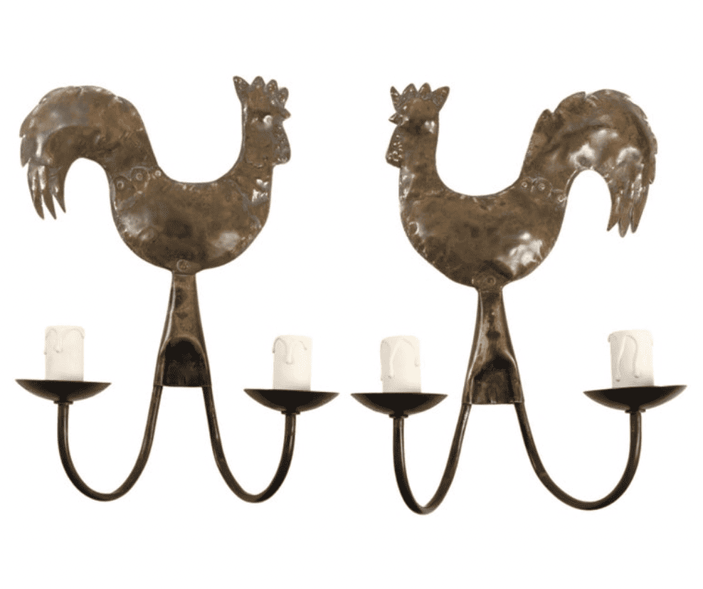 1950 Pair of “rooster” Sconces Atelier Cerenne de Vallauris 3