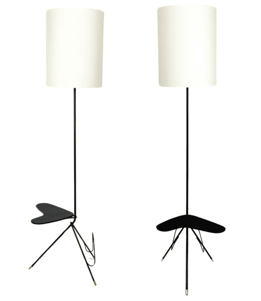 1960 Paire de lampadaires Tablette et porte revue Maison Lunel