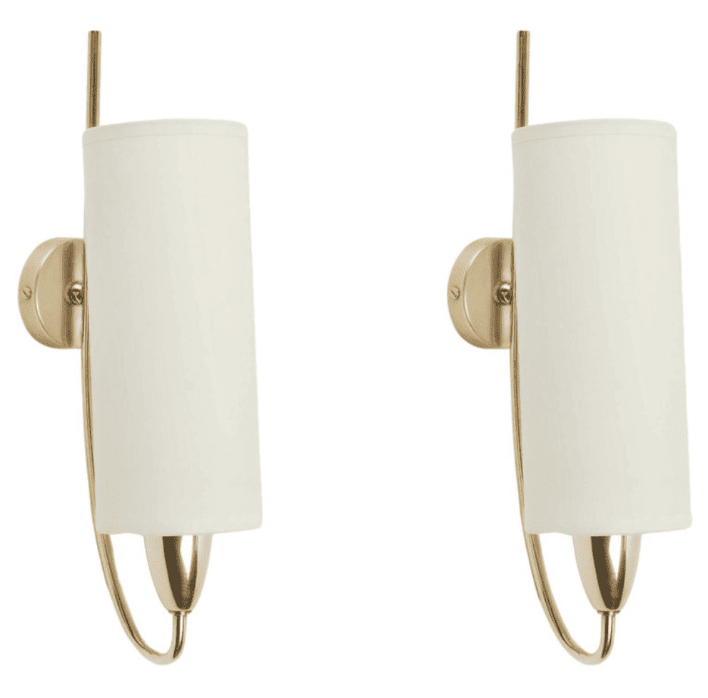 1950 Pair of gilded brass wall lights from Maison Lunel