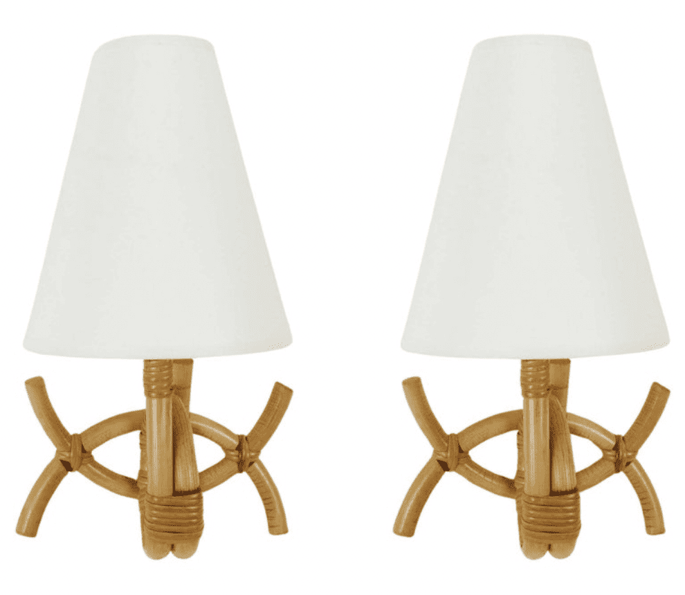 1950 Pair of rattan sconces by Louis Sognot