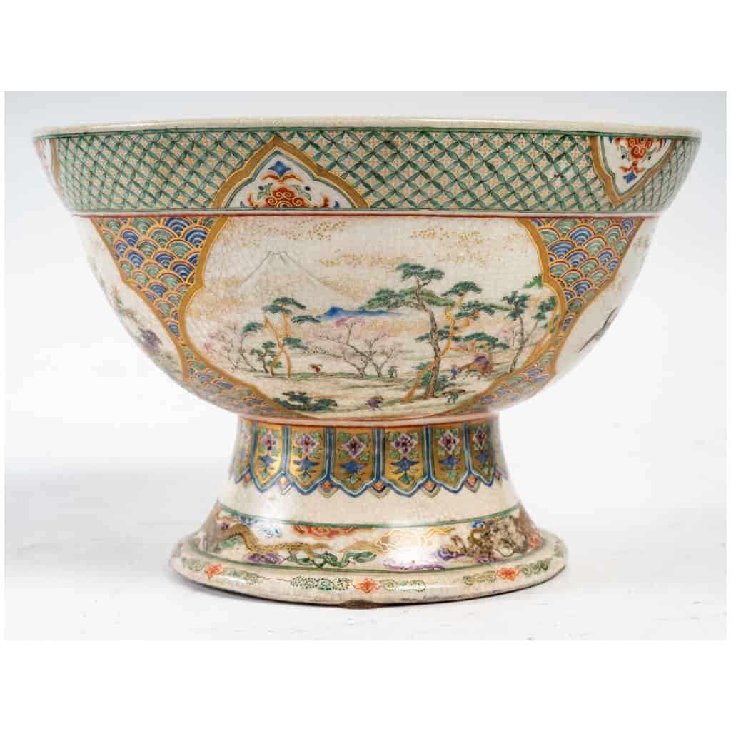 Large Japanese porcelain bowl on Kyoto shower stand – 19th century 6