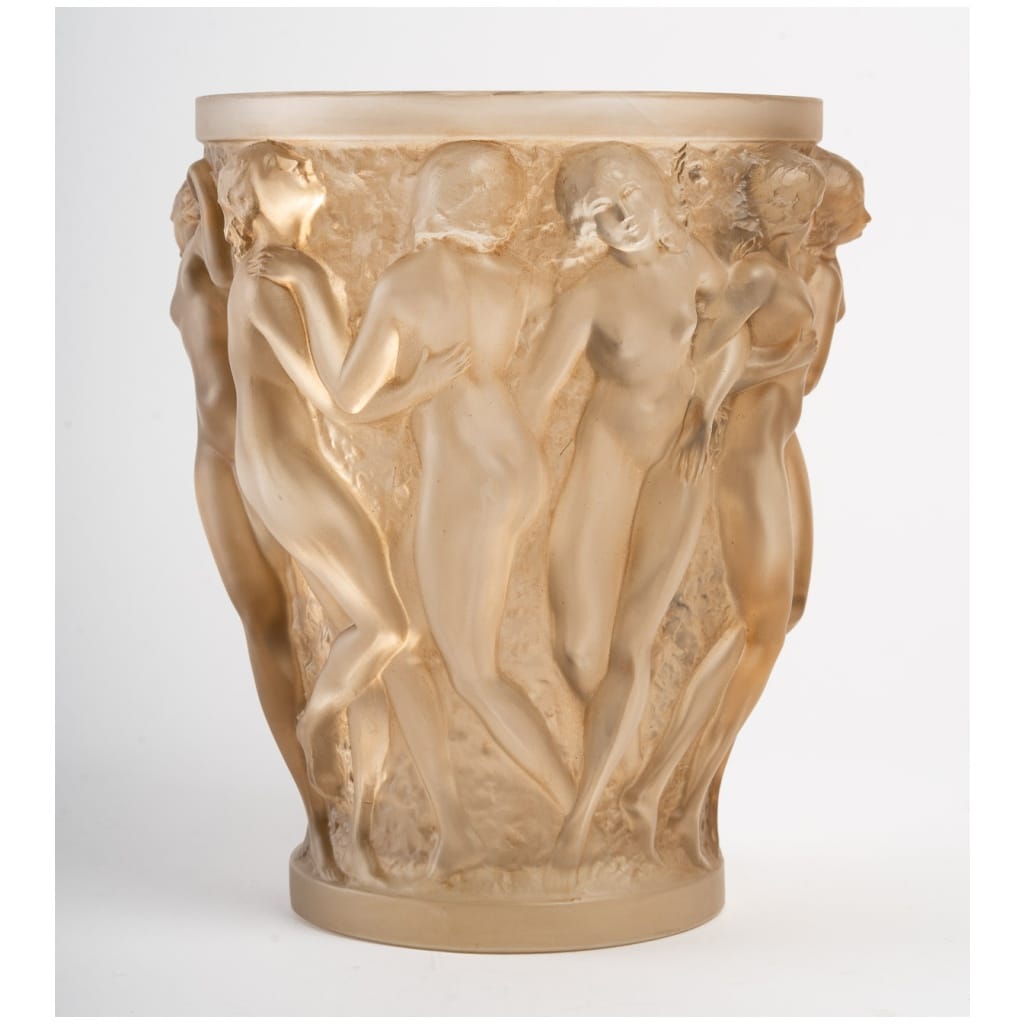 1927 René Lalique – Vase Bacchantes Verre Blanc Patiné Sépia 4