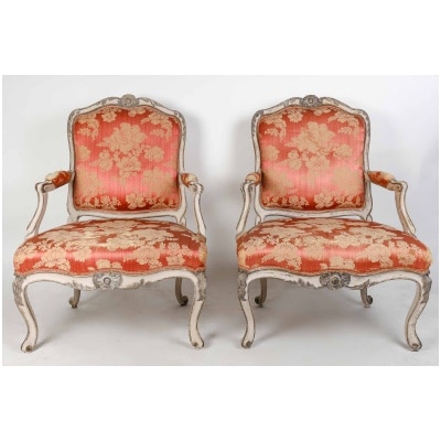 Paire De Fauteuils à La Reine Louis XV. XVIIIème siècle.