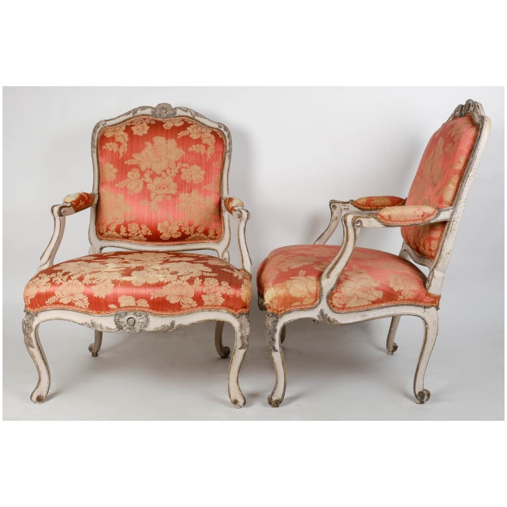 Pair Of Armchairs To Queen Louis XV. XVIIIth century. 6