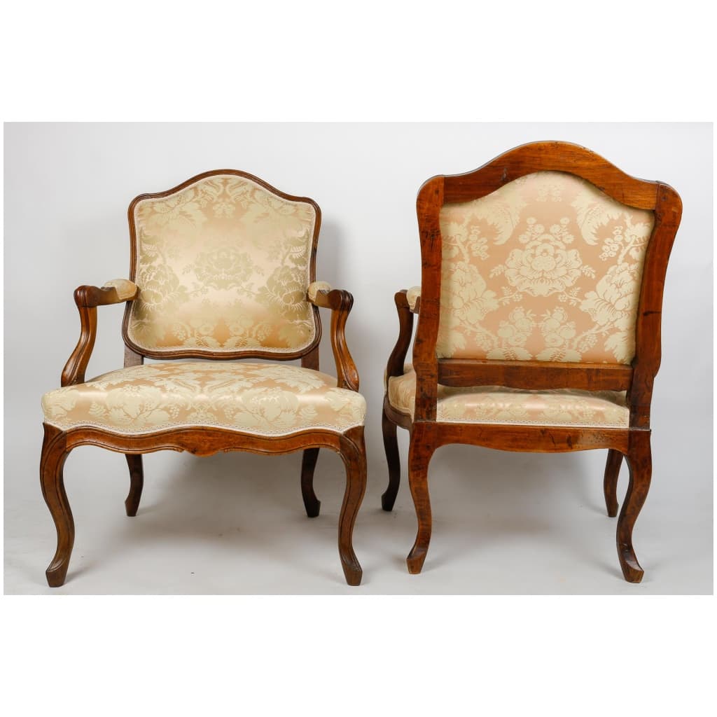 Pair of Louis XV armchairs in walnut. XVIIIth century. 6