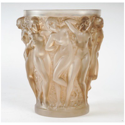 1927 René Lalique – Bacchantes Vase White Glass with Sepia Patina