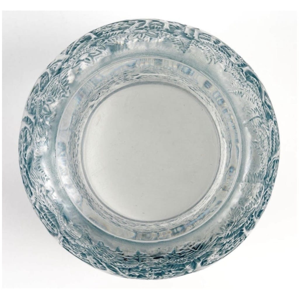 1932 René Lalique – Biches Vase White Glass Patinated Blue 6