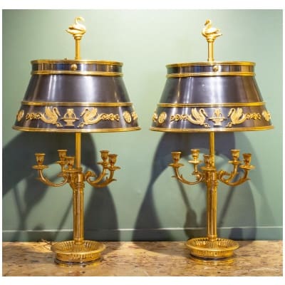 Large Pair Of Louis Style Bronze Hot Water Bottle Lamps XVI.