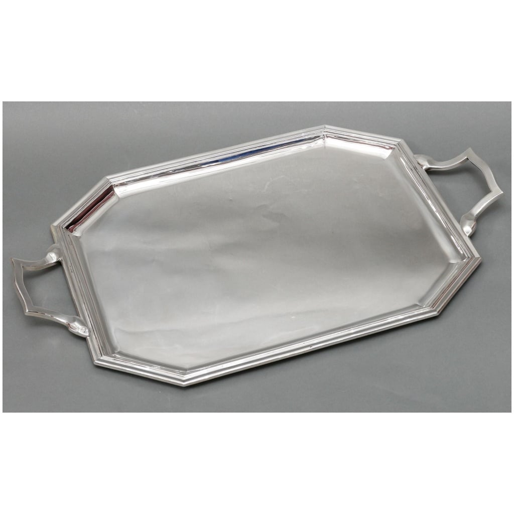 E. VABRE – PLATEAU EN ARGENT MASSIF ÉPOQUE ART DECO 11