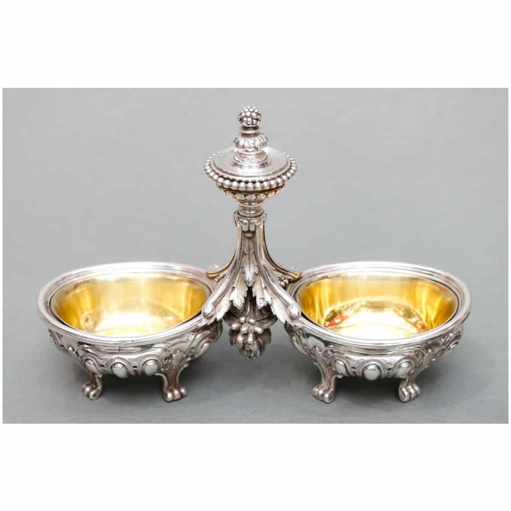 ODIOT – PAIR OF DOUBLE AND TWO INDIVIDUAL SILVER SALT ROWS XIXE4